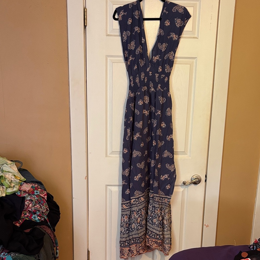 Natural Life Blue Paisley Maxi Dress Medium NWT boho